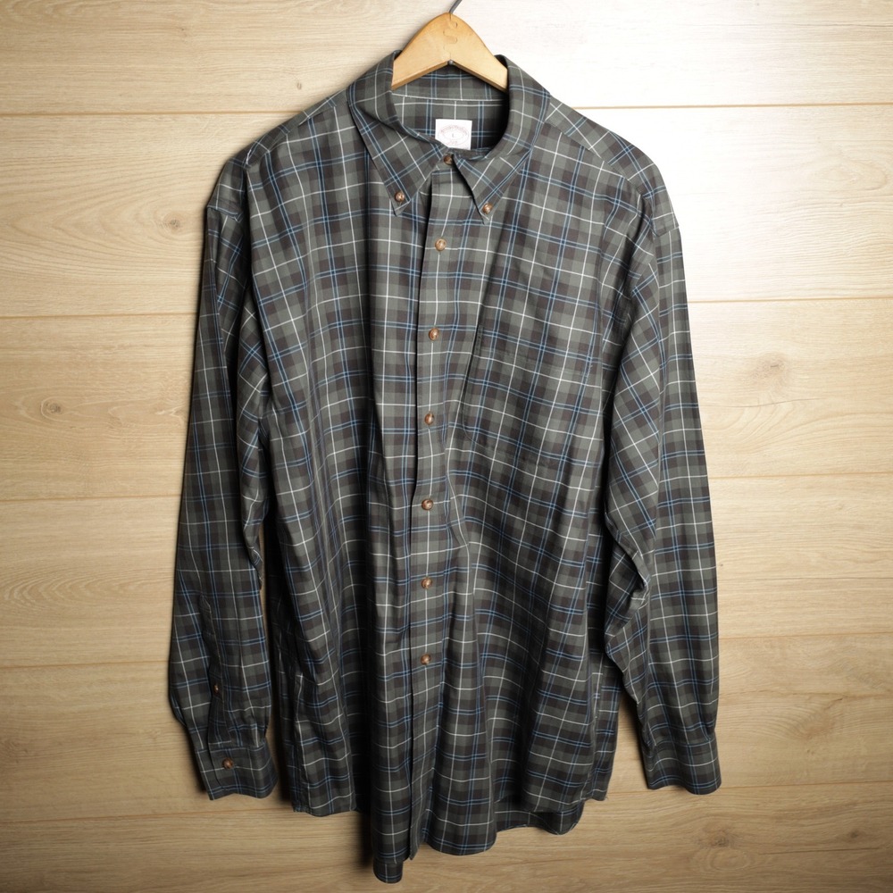 Brooks Brothers Plaid Button Down Shirt Long Sleeve Non Iron Men‎ Size L